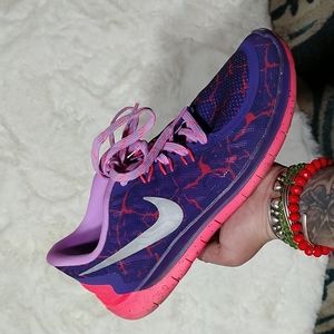 Nike free 5.0 purple athletic workout shoes running sneakers youth 6.5